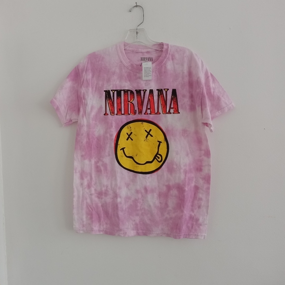 NWT Nirvana Smiley Tie Dye Pink T-shirt Top M - Picture 2 of 5
